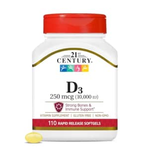 21st Century Vitamin D3 250 mcg (10,000 IU) Rapid Release Softgels, 110 Count for $16