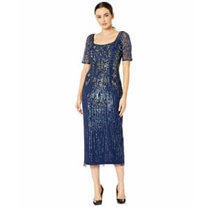 Adrianna Papell Women's Bead MESH Dress, Light Navy, 10 for $233