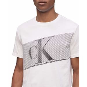 Calvin Klein Men's Ck Fashion Logo Short Sleeve Crew Neck T-Shirt, White Flash Stripe, Small for $11 Calvin Klein Men's Ck Fashion Logo Short Sleeve Crew Neck T-Shirt, White Flash Stripe, Small for $11