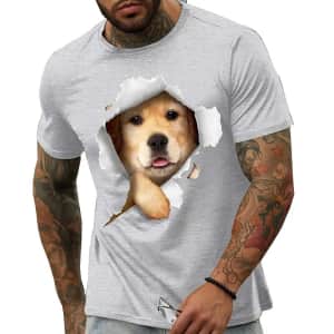 Men's Dog Graphic Print T-Shirt for $10