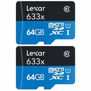 Lexar LSDMI64GBBNL633A High-Performance 633x microSDHC/microSDXC UHS-I 64gb Memory Card 2 Pack for $21 Lexar LSDMI64GBBNL633A High-Performance 633x microSDHC/microSDXC UHS-I 64gb Memory Card 2 Pack for $21