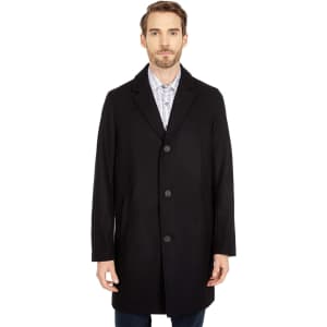 Cole Haan Men's Melton Classic-Fit Wool-Blend Topcoat for $98