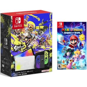 Nintendo Switch OLED Splatoon 3 Special Edition Console + Mario Rabbids Kingdom for $320