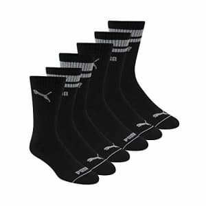 PUMA mens PUMA Men s 6 Pack Crew Socks, Black/Grey, 10 13 US for $18