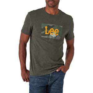 Lee Jeans Lee Men's Short Sleeve Graphic T-Shirt, Twitch Box Logo-Heather Sea Weed, XX-Large for $16