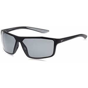 Nike Windstorm P Polarized Rectangular Sunglasses, Black/Silver, 65/13/140 for $97