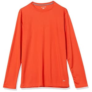 Amazon Essentials Men's Performance Tech Long Sleeve T-Shirt, Orange, M for $14