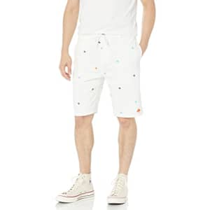LRG Lifted Research Group Men's Choppa Shorts, White/Multi Logo, 28 for $41