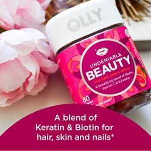 OLLY Undeniable Beauty Gummy, For Hair, Skin, Nails, Biotin, Vitamin C, Keratin, Chewable for $10