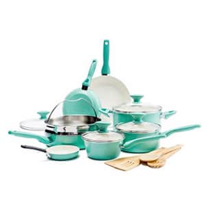 GreenPan Rio Healthy Ceramic Nonstick, Cookware Pots and Pans Set, 16-Piece, Turquoise for $138