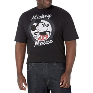 Disney Big & Tall Classic Mickey Mouse 28 Men's Tops Short Sleeve Tee Shirt, Black, XX-Large Tall for $26