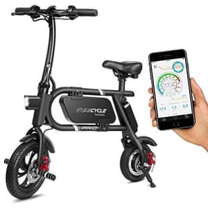 Swagtron SwagCycle Pro Folding Electric Bike, Pedal Free and App Enabled, 18 mph E Bike with USB Port to for $299