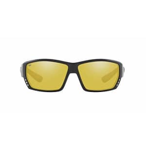 Costa Del Mar Men's Tuna Alley 580G Polarized Rectangular Sunglasses, Black/Sunrise Silver Mirrored for $188