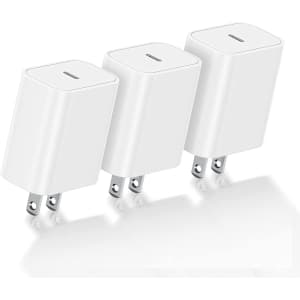 Uzeuza 20W USB-C Wall Charger 3-Pack for $12