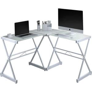 Techni Mobili 51" L-Shaped Glass-Top Desk for $94