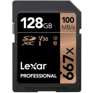 Lexar Professional 667X 128GB SDXC Card for $20