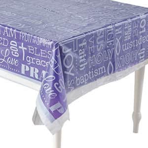 Fun Express - Religious Clear Tablecover - Party Supplies - Table Covers - Print Table Covers - 1 for $2