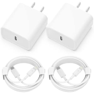 20W PD USB-C Wall Charger 2-Pack w/ Cables for $4