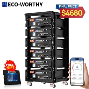 Eco-Worthy 48V 100AH Server Rack Lithium Battery 6-Pack w/ Monitor for $4,680