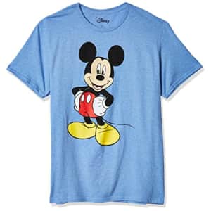 Disney Men's Classic Mickey Mouse Full Size Graphic Short Sleeve T-Shirt, Heather Light Blue, for $12