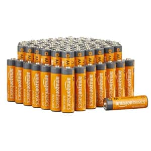 Amazon Basics 72 Pack AA Alkaline Batteries, 10-Year Shelf Life, Easy to Open Value Pack for $22