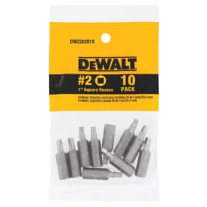DeWalt DEWALT DW2202B10 #2 Square Recess 1-Inch Bit Tip (10-Pack) for $8