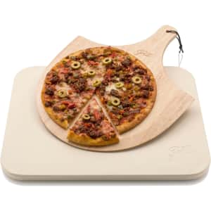 Hans Grill 15" x 12" Pizza Stone with Wooden Peel. Clip the coupon on the product page to get this deal. It's $10 under list and the best price we could find.
