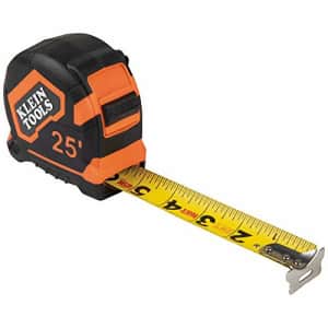 Klein Tools 9125 Tape Measure, 25-Foot Single-Hook Measuring Tape, Non-magnetic with Retraction for $20