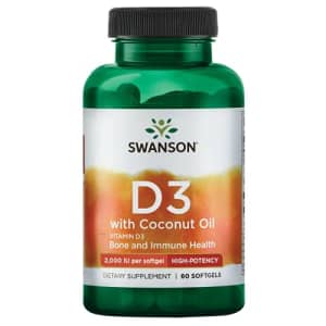 Swanson Vitamin D-3 with Coconut Oil 60 Sgels for $8