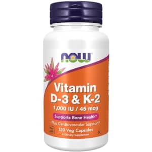 Now Foods NOW Supplements, Vitamin D-3 & K-2, 1,000 IU/45 mcg, Plus Cardiovascular Support*, Supports Bone for $12