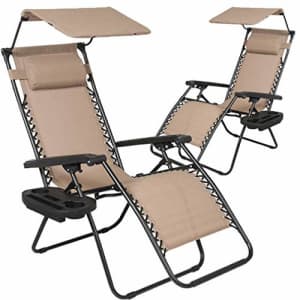 BestMassage Patio Chairs Zero Gravity Chair Lounge Chair 2Pack Recliner for Outdoor Funiture W/Folding Canopy for $63