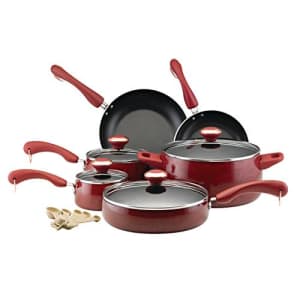 Paula Deen Signature 12512 15-pc. nonstick porcelain cookware set in red for $120 Paula Deen Signature 12512 15-pc. nonstick porcelain cookware set in red for $120