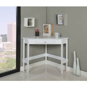 Kings Brand Furniture - Hastings Wood Home & Office Corner Desk with Drawer, White for $120