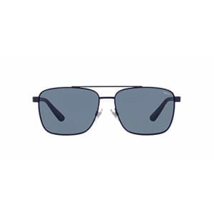 Polo Ralph Lauren Men's PH3137 Square Sunglasses, Matte Navy Blue/Dark Blue, 59 mm for $76