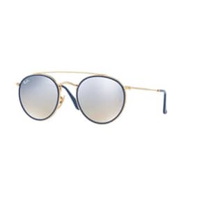 Ray-Ban RB3647N Round Double Bridge 001/9U 51M Gold/Silver Brown Mirror Gradient Sunglasses For Men for $184