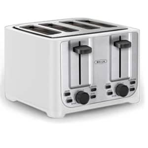 BELLA 4 Slice toaster, Stainless Steel and White for $32