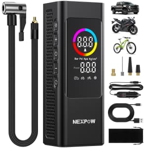 Nexpow 150PSI Rechargeable Portable Tire Inflator for $27