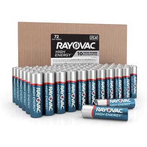 Rayovac AA Alkaline Batteries 72-Pack for $55
