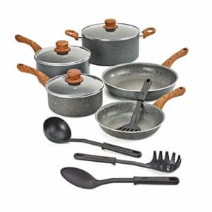 BELLA 12-Piece Non-Stick Cookware Set with Saucepans, Fry Pans & Cooking Utensils, Charcoal & Wood for $80 BELLA 12-Piece Non-Stick Cookware Set with Saucepans, Fry Pans & Cooking Utensils, Charcoal & Wood for $80