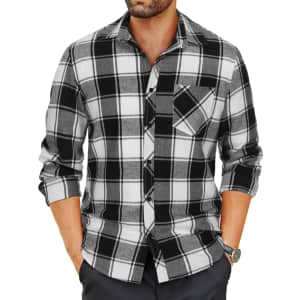 Coofandy Men's Flannel Plaid Shirt for $10
