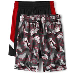 The Children's Place Boys' Pull On Everyday Shorts 2 Pack, Black Red/Red Black Multi, XX-Large for $10