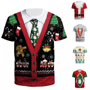 Printrendy Men's Christmas 3D Print Graphic T-Shirt for $11