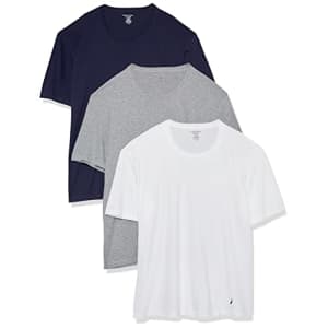 Nautica Men's Cotton Crew Neck T-Shirt-Multi Packs, White/Peacoat/Heather Grey, Small for $42