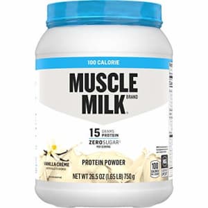 Muscle Milk 100 Calorie Protein Powder, Vanilla, 15g Protein, 1.65 Pound, 25 Servings for $28 Muscle Milk 100 Calorie Protein Powder, Vanilla, 15g Protein, 1.65 Pound, 25 Servings for $28