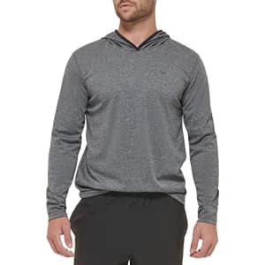 Calvin Klein Men's Standard Quick Dry UPF 40+ Hoodied Top, Grey Heather, Large for $20