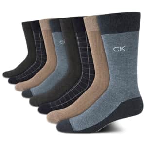 Calvin Klein Men's Dress Socks - Lightweight Cotton Blend Crew Socks (8 Pack), Size 7-12, Navy/Tan for $24 Calvin Klein Men's Dress Socks - Lightweight Cotton Blend Crew Socks (8 Pack), Size 7-12, Navy/Tan for $24