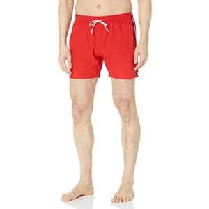 BOSS Men's Standard Solid Swim Trunk with Iconic Side Stripe, Red Flame, XL for $22