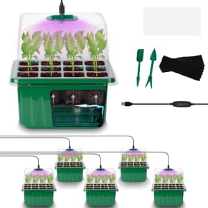 ZHOLAH Self-Watering 72-Cell Seed Starter Tray with Grow Light for $23