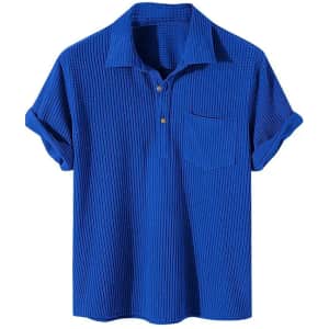 Men's Waffle Polo Shirt for $12