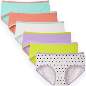 Girls' Cotton Brief Panties 6-Pack for $17